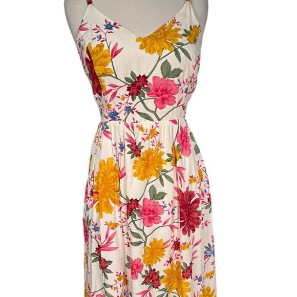 Old Navy Floral Printed Fit & Flare Cami Midi Dress White Floral Size Medium - Picture 5 of 13
